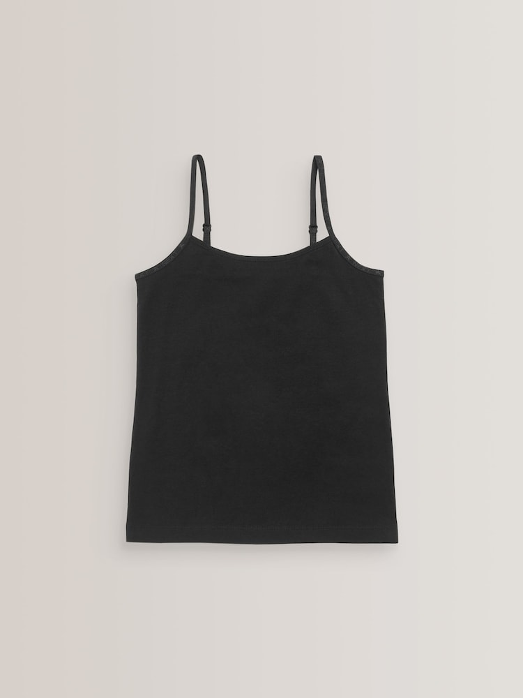 Black 3 Pack Elastic Strappy Cami Vest (1.5-16yrs) - Image 2 of 6 Black 3 Pack Elastic Strappy Cami Vest (1.5-16yrs) - Image 2 of 6