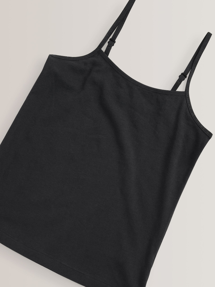 Black 3 Pack Elastic Strappy Cami Vest (1.5-16yrs) - Image 6 of 6 Black 3 Pack Elastic Strappy Cami Vest (1.5-16yrs) - Image 6 of 6