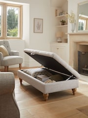 Buttoned Chunky Weave Mid Natural Albury Large Footstool - Image 2 of 11