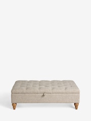 Buttoned Chunky Weave Mid Natural Albury Large Footstool - Image 6 of 11