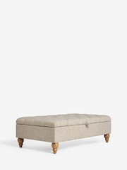 Buttoned Chunky Weave Mid Natural Albury Large Footstool - Image 9 of 11
