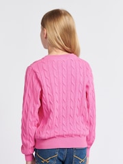 U.S. Polo Assn. Pink Girls Cable Knit Jumper - Image 2 of 7