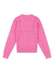 U.S. Polo Assn. Pink Girls Cable Knit Jumper - Image 6 of 7