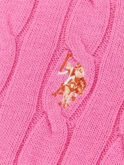 U.S. Polo Assn. Pink Girls Cable Knit Jumper - Image 7 of 7