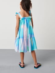 Blue/Pink Tie-Dye Tie Shoulder Printed Summer Dress (3-16yrs) - Image 2 of 7