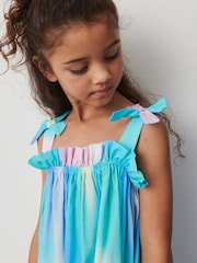 Blue/Pink Tie-Dye Tie Shoulder Printed Summer Dress (3-16yrs) - Image 5 of 7