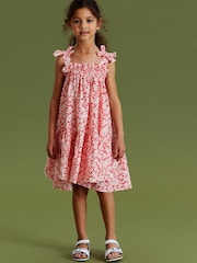 Red Ditsy Tie Shoulder Printed Summer Dress (3-16yrs) - Image 2 of 6