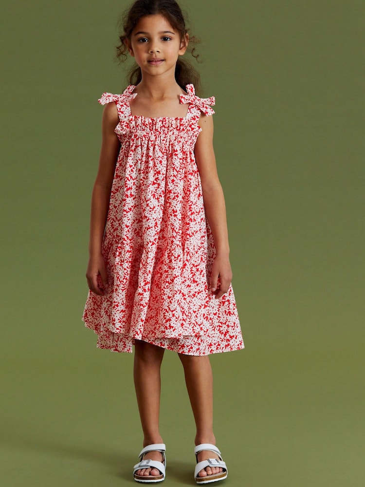 Red Ditsy Tie Shoulder Printed Summer Dress (3-16yrs) - Image 2 of 6