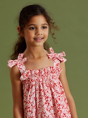 Red Ditsy Tie Shoulder Printed Summer Dress (3-16yrs) - Image 4 of 6