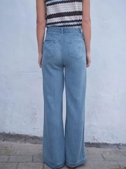 Light Blue Super Soft Lyocell Wide Leg Trousers - Image 3 of 5