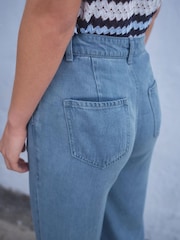 Light Blue Super Soft Lyocell Wide Leg Trousers - Image 4 of 5