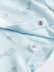 Pale Blue 4 Pack Elephant Baby Sleepsuits (0-2yrs) - Image 10 of 13
