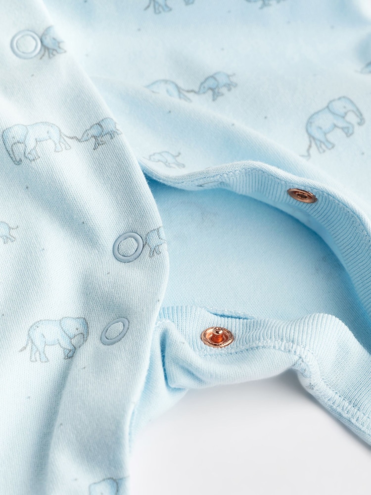 Pale Blue 4 Pack Elephant Baby Sleepsuits (0-2yrs) - Image 12 of 13