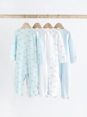 Pale Blue 4 Pack Elephant Baby Sleepsuits (0-2yrs) - Image 2 of 13