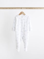 Pale Blue 4 Pack Elephant Baby Sleepsuits (0-2yrs) - Image 6 of 13