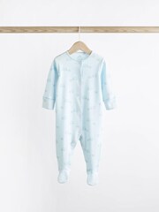 Pale Blue 4 Pack Elephant Baby Sleepsuits (0-2yrs) - Image 8 of 13