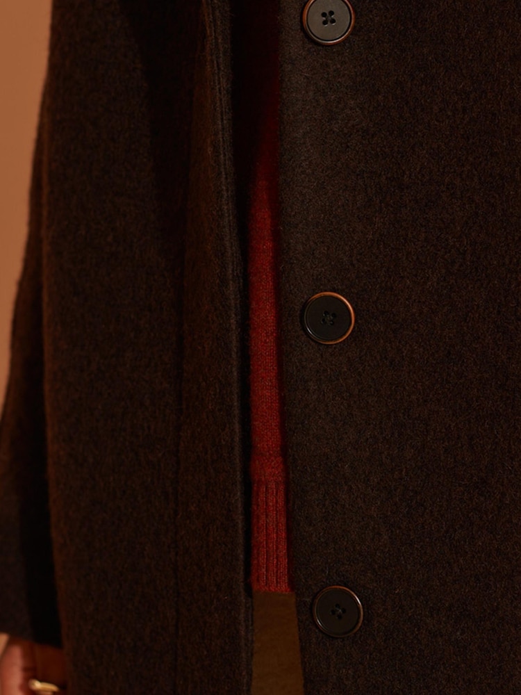 Superdry Brown Cult Studios Limited Edition LongLine Wool Coat - Image 5 of 5