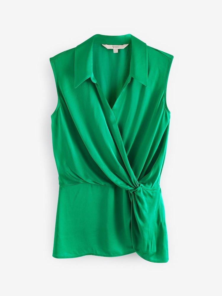 Green Sleeveless Twist Blouse - Image 2 of 2