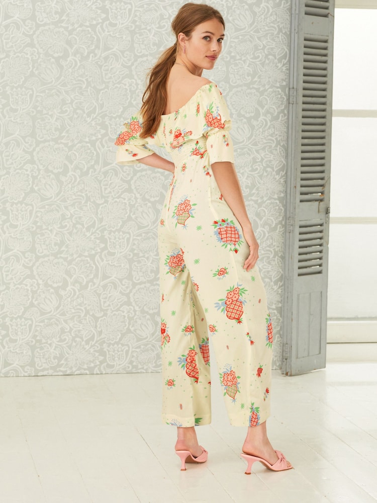 Celia Birtwell Maison Marigold Cream Ruffle Bardot Jumpsuit - Image 2 of 5