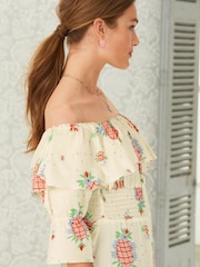 Celia Birtwell Maison Marigold Cream Ruffle Bardot Jumpsuit - Image 4 of 5
