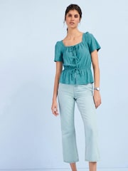 Bleach Blue Cropped Kick Flare Jeans - Image 1 of 5