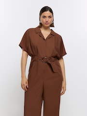 River Island Brown Plus Utility Jumpsuit - Image 3 of 4