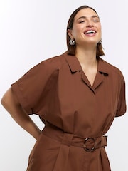 River Island Brown Plus Utility Jumpsuit - Image 4 of 4