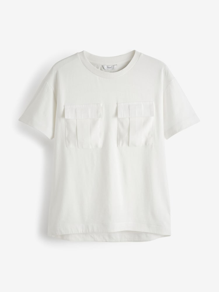 Ecru White Short Sleeve Pocket T-Shirt - Image 3 of 3 Ecru White Short Sleeve Pocket T-Shirt - Image 3 of 3