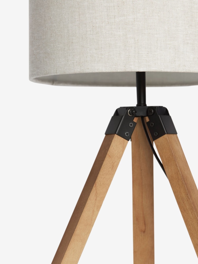 Brown Bronx Wood Tripod Table Lamp - Image 7 of 7