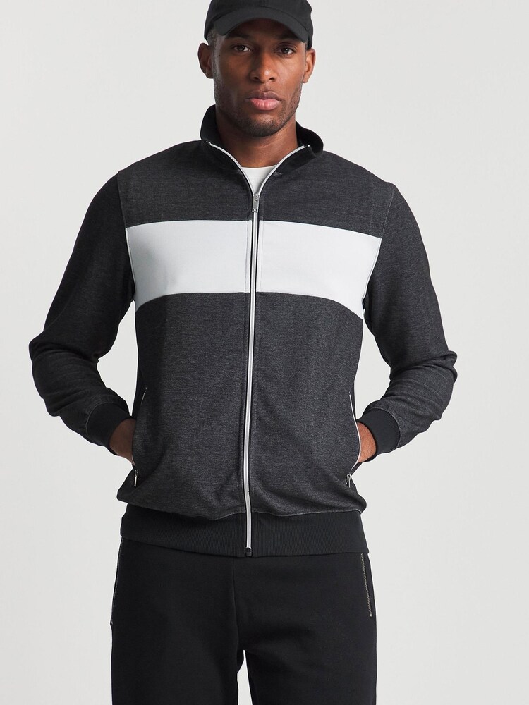 Jacamo Black Full Zip Colourblock Track Jacket - Image 2 of 4