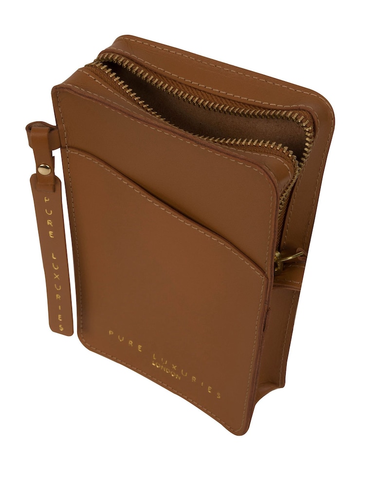Pure Luxuries London Cambourne Vegetable Tanned Leather Cross-Body Phone Bag - Image 5 of 5 Pure Luxuries London Cambourne Vegetable Tanned Leather Cross-Body Phone Bag - Image 5 of 5
