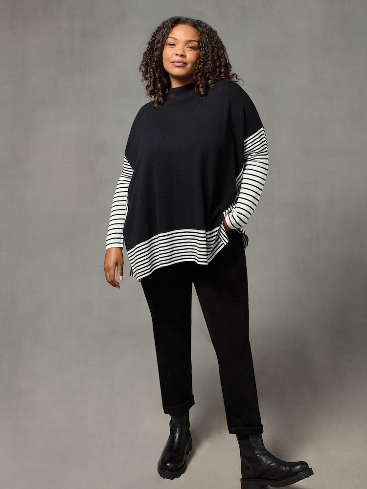 Live Unlimited Black Stripe Swing Jumper - Image 2 of 5 Live Unlimited Black Stripe Swing Jumper - Image 2 of 5