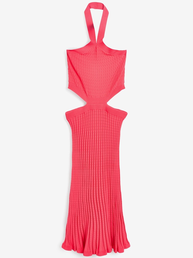 Pink - Kleid mit Zierausschnitt und Neckholder - Bild 1 von 1