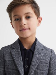 Reiss Navy Babbington 4-9 yrs Single Breasted Check Blazer - Image 4 of 6