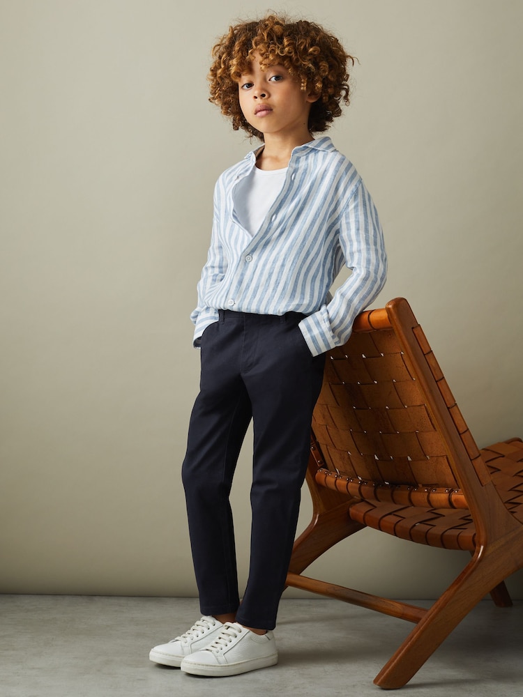 Reiss Navy Pitch 9-14 yrs Slim Fit Casual Chinos - Image 1 of 5