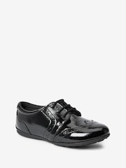 Black Patent Wide Fit (G) School Leather Lace-Up Brogues - Image 4 of 10