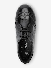 Black Patent Wide Fit (G) School Leather Lace-Up Brogues - Image 6 of 10
