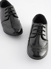 Black Patent Wide Fit (G) School Leather Lace-Up Brogues - Image 8 of 10