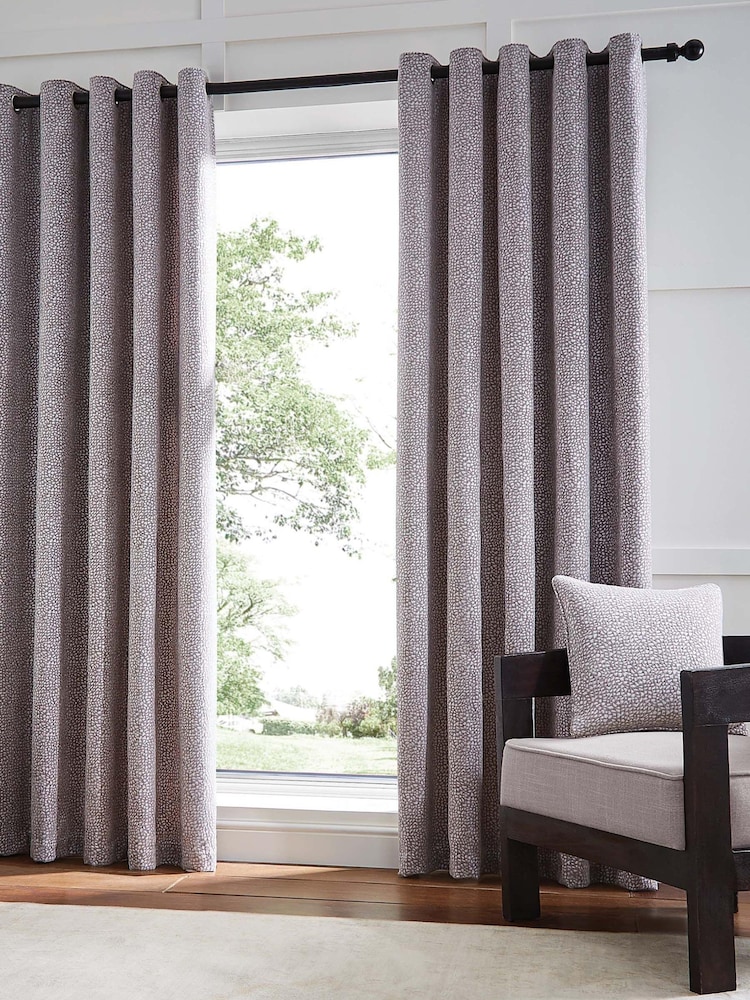 Hyperion Champagne Gold Eros Chenille Jacquard Weighted Eyelet Curtains - Image 1 of 4