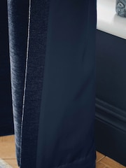 Hyperion Deep Navy Blue Selene Luxury Chenille Weighted Thermal Lined Eyelet Curtains - Image 4 of 4