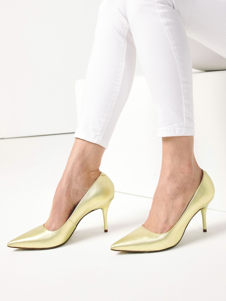 Gold Regular/Wide Fit Forever Comfort® Leather Court Shoes - Image 2 of 7