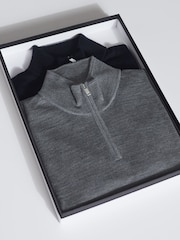 Reiss Blue Blackhall Merino Wool Zip Neck Jumpers 2 Pack - Image 2 of 7