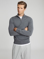 Reiss Blue Blackhall Merino Wool Zip Neck Jumpers 2 Pack - Image 3 of 7