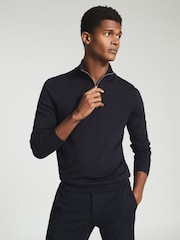 Reiss Blue Blackhall Merino Wool Zip Neck Jumpers 2 Pack - Image 7 of 7