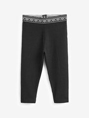 River Island Black Mini Girls Heart Waistband 100% Cotton Leggings - Image 3 of 6