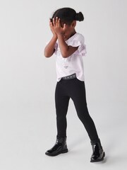 River Island Black Mini Girls Heart Waistband 100% Cotton Leggings - Image 6 of 6