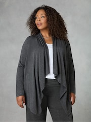 Live Unlimited Grey Marl Jersey Waterfall Cardigan - Image 3 of 6
