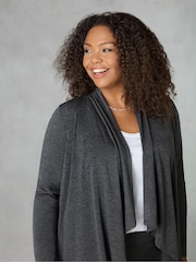 Live Unlimited Grey Marl Jersey Waterfall Cardigan - Image 5 of 6