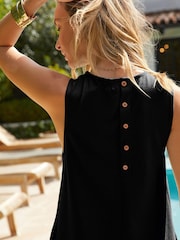Black Sleeveless Cotton Jersey Midi Summer Dress - Image 4 of 6
