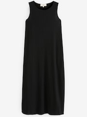 Black Sleeveless Cotton Jersey Midi Summer Dress - Image 6 of 6